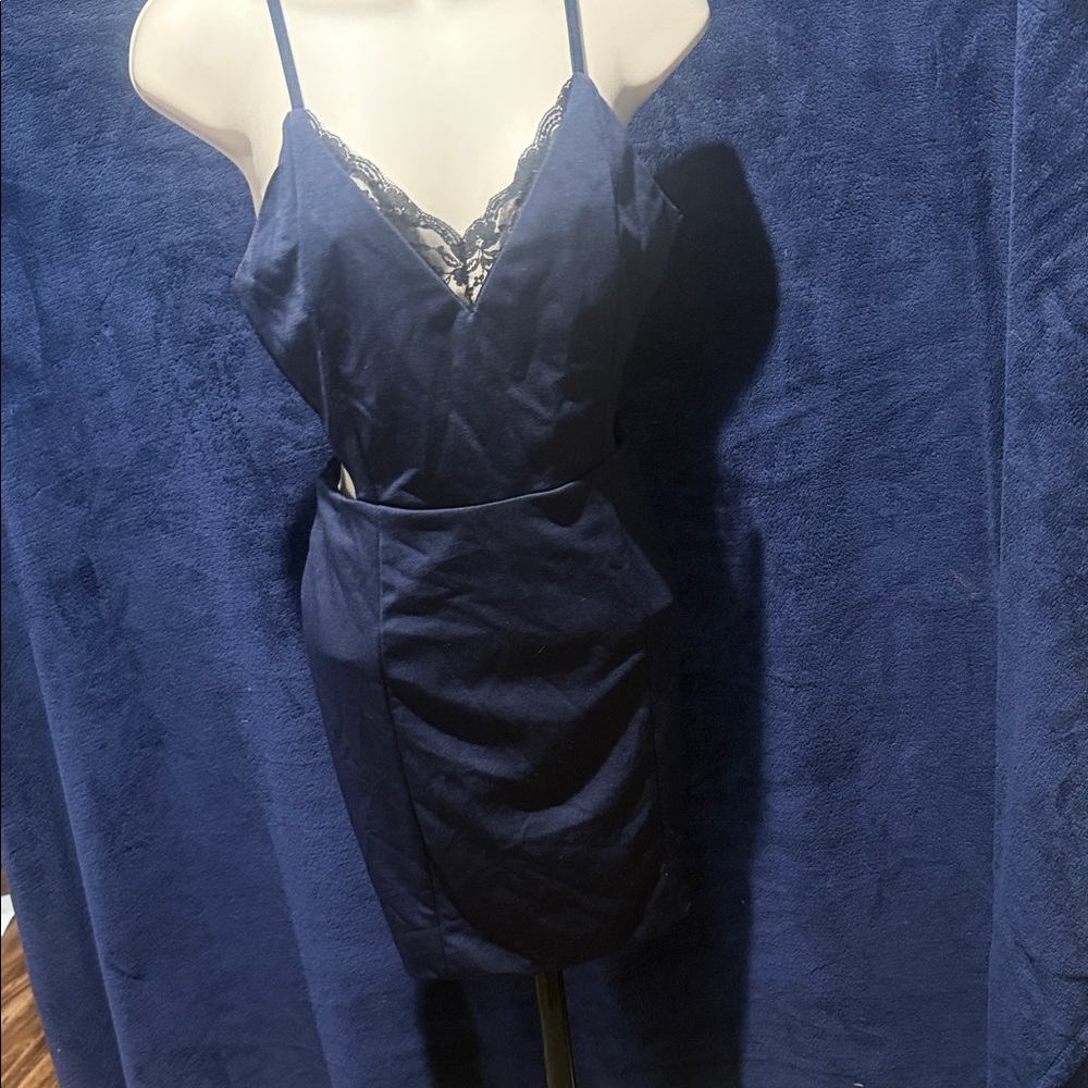 Zaful Midnight Blue Lace Trim Dress